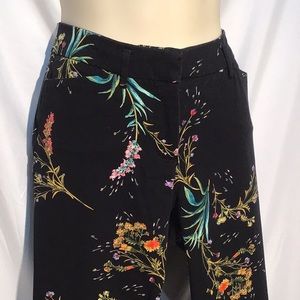 Worthington black floral print ankle pants size 8